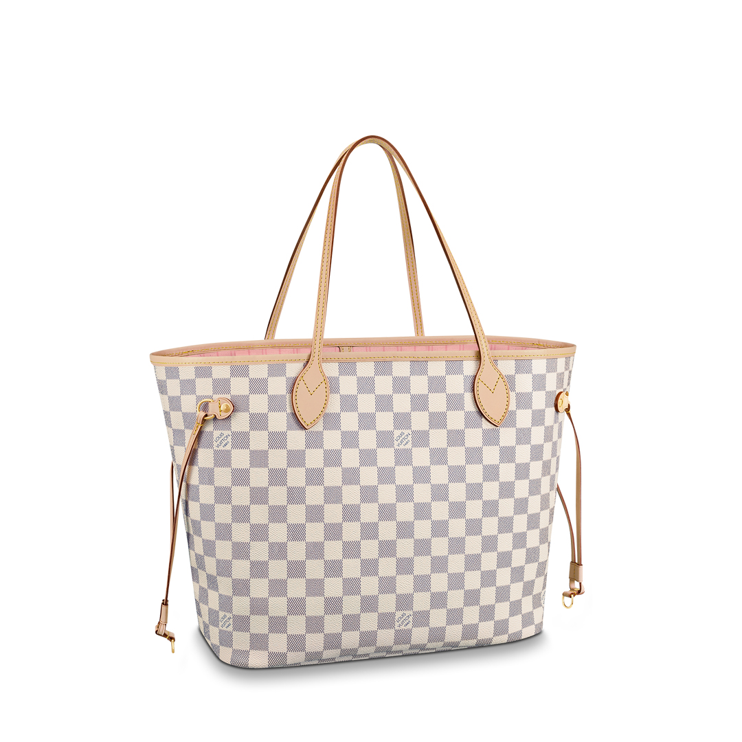 Louis Vuitton NEVERFULL MM  Damier Azur Handbag N41605 Rose Ballerine